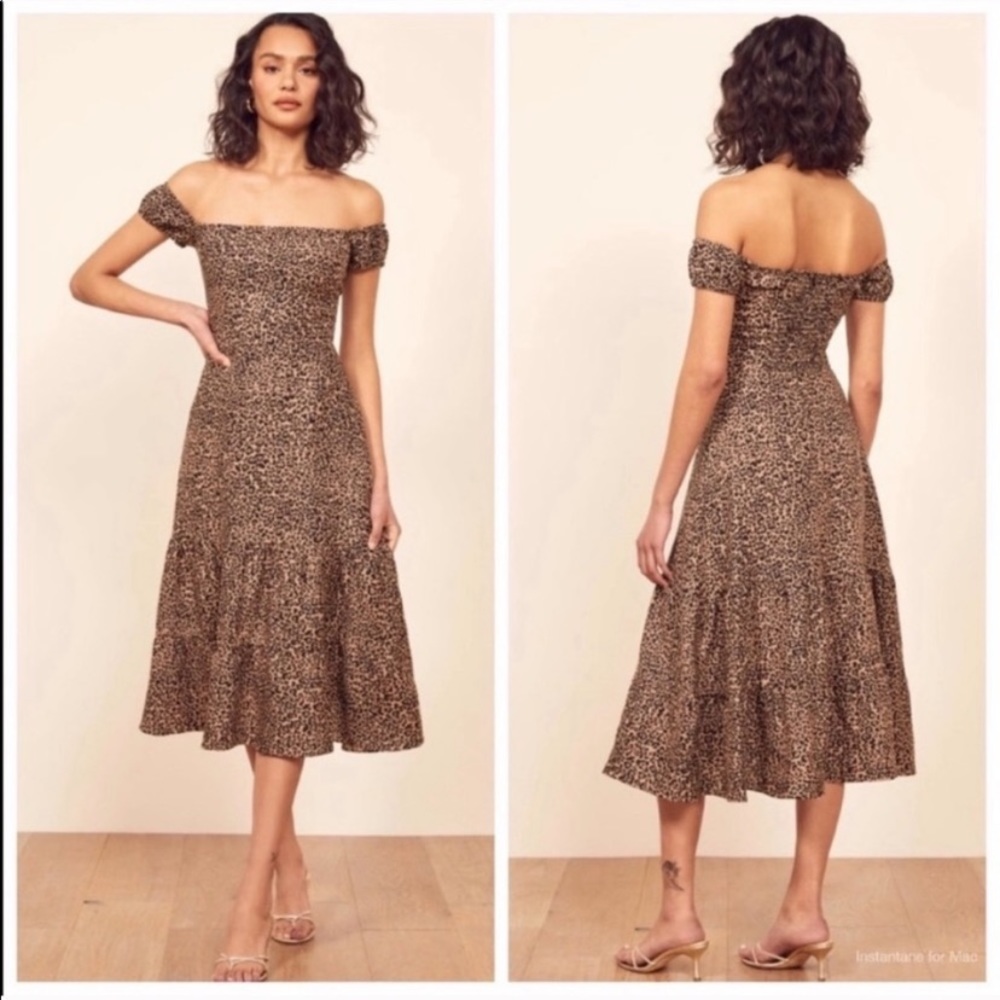 Reformation Toulouse Linen Dress - Leopard Bengal Print